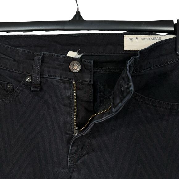 Rag & Bone SZ 27 Jeggings Jeans Chevron Ombre Stretch Low-Rise Pockets Zip Black - Picture 4 of 11